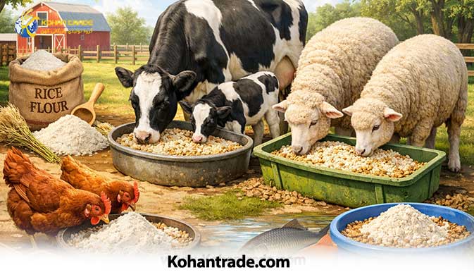 کاربرد آرد برنج در جیره حیوانات مختلف