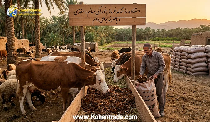 مزایا تفاله خرما برای خوراک دام + ارزش غذایی و کاهش هزینه جیره