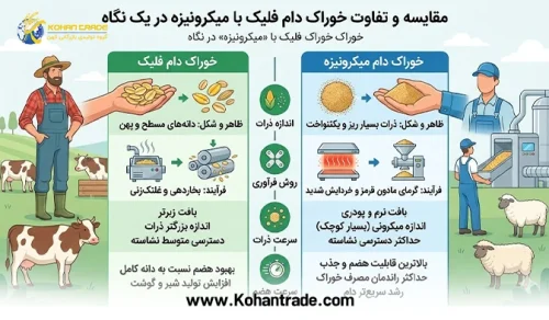 مقایسه و تفاوت خوراک دام فلیک با میکرونیزه در یک نگاه