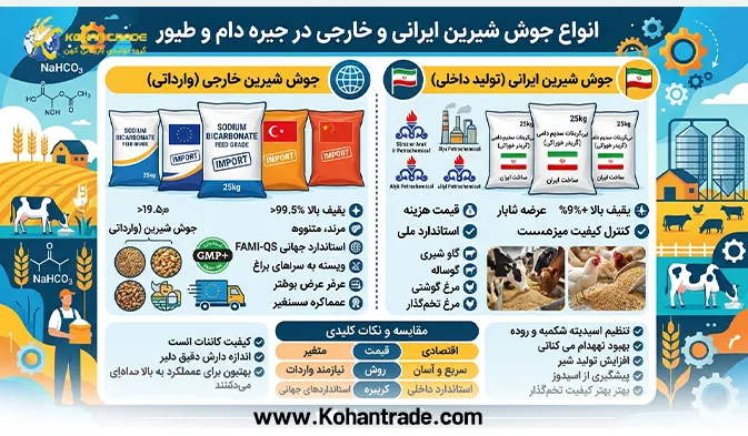 انواع جوش شیرین ایرانی و خارجی در جیره دام و طیور