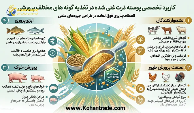 کاربرد تخصصی پوسته ذرت غنی شده در تغذیه گونه های مختلف پرورشی