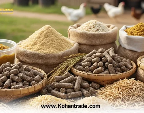 انواع فرآورده های برنجی در خوراک دام و طیور