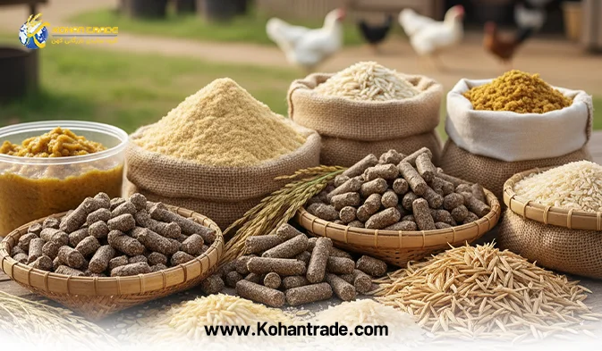 انواع فرآورده های برنجی در خوراک دام و طیور